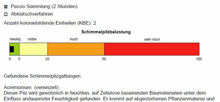 Schimmeltest Ergebnis Beispiel: Schimmeltest Ergebnis Beispiel:
